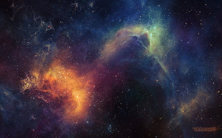 ภาพประกอบกาแล็กซี่นามธรรมอวกาศเนบิวลาศิลปะอวกาศ TylerCreatesWorlds ศิลปะดิจิตอลงานศิลปะดาวเมฆอวกาศ, วอลล์เปเปอร์ HD