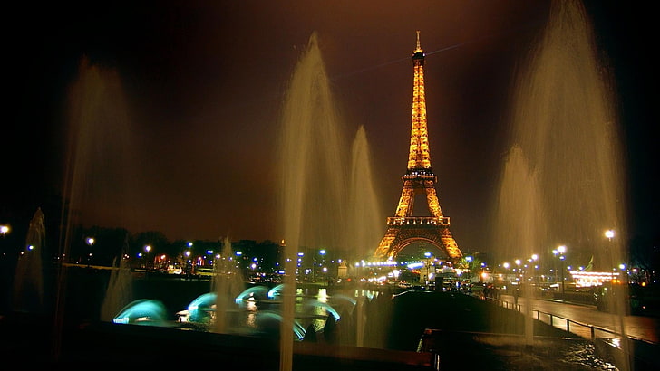 エッフェル塔 パリ フランス ヨーロッパ 夜景 夜 噴水 Hdデスクトップの壁紙 Wallpaperbetter