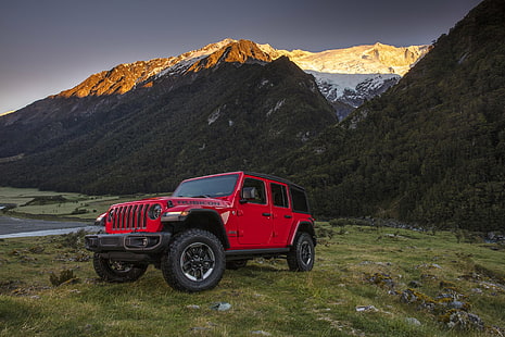 Jeep, Jeep Wrangler, кола, офроуд, червена кола, превозно средство, HD тапет HD wallpaper