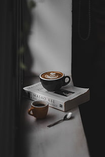 café, livro, peitoril da janela, conforto, leitura, HD papel de parede HD wallpaper