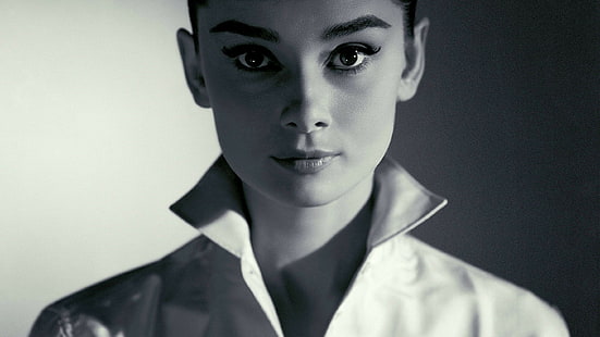 Audrey Hepburn, Monocromatico, Donna, Audrey Hepburn, Monocromatico, Donna, Sfondo HD HD wallpaper
