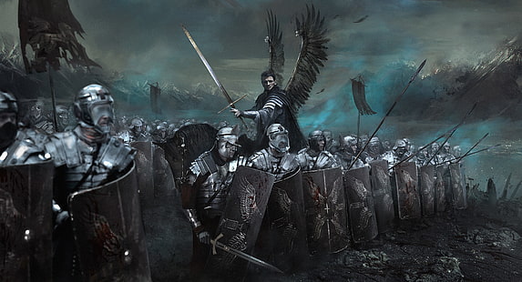 digital art, army, warrior, sword, war, artwork, fantasy art, HD wallpaper HD wallpaper