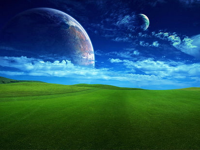 планета, Windows XP, дигитално изкуство, небе, HD тапет HD wallpaper