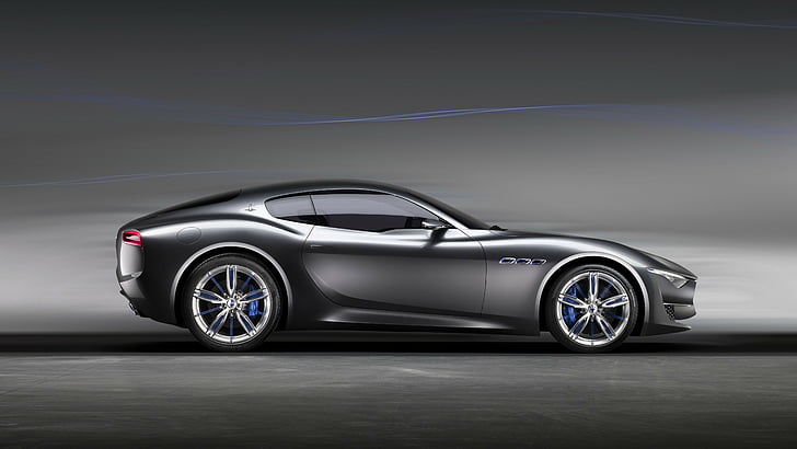 grå coupe digital tapet, Maserati Alfieri, superbil, Maserati, lyxbilar, sportbil, hastighet, koncept, sida, 2015 Detroit Auto Show. NAIAS, HD tapet
