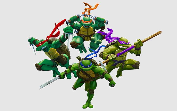 Подростковая черепаха-мутант ниндзя, Рафаэль, Леонардо, Донателло, Подростковая черепаха-мутант ниндзя, Микеланджело, черепаха-мутант ниндзя, HD обои