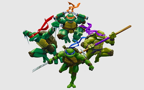 Couverture de Teenage Mutant Ninja Turtle, Raphaël, Leonardo, Donatello, Tortues Ninja Teenage Mutant, Michel-Ange, Tortues Ninja Mutantes, Fond d'écran HD HD wallpaper