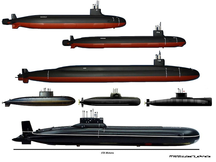 collage sous-marin, sous-marin, véhicule, militaire, infographie, Typhon SSBN, Fond d'écran HD