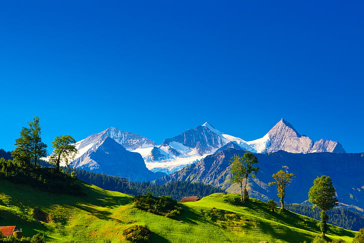 Швейцария, Альпы, Пейзаж, HD, HD обои