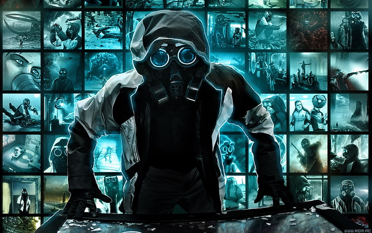 애니메이션 캐릭터 착용 마스크, 낭만 묵시록, Vitaly S Alexius, 가스 마스크, HD 배경 화면