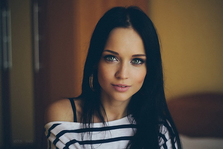 Angelina Petrova ผู้หญิงนางแบบใบหน้าภาพดวงตาสีเขียว Anton Hardman, วอลล์เปเปอร์ HD