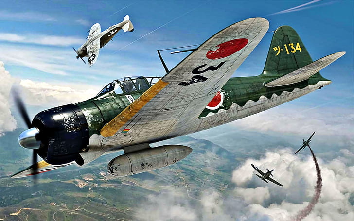 Japan, A6M2, Travel, External fuel tank, Radial engine Nakajima Sakae 12, HD wallpaper