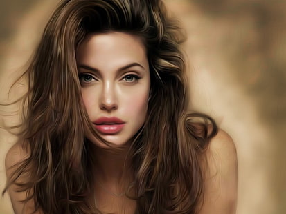 Анджелина Джоли красивая художественная роспись, Анджелина Джоли, красивая, арт, живопись, HD обои HD wallpaper