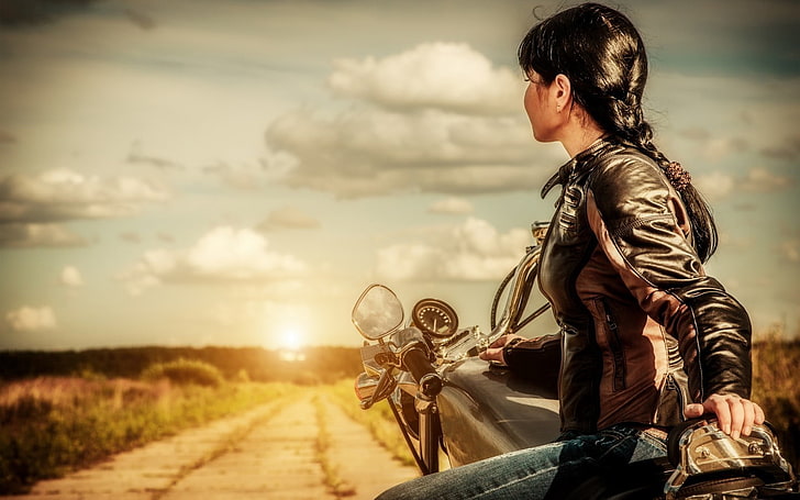 Mujer con moto HD fondos de pantalla descarga gratuita | Wallpaperbetter