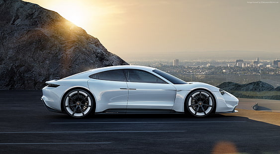 white, supercar, Porsche Taycan, 800v, Electric Cars, HD wallpaper HD wallpaper
