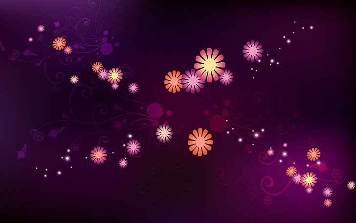 Nature HD, papier peint à fleurs violet, orange et rose, nature, artistique, Fond d'écran HD