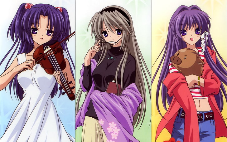 Anime, Clannad, Botan (Clannad), Kotomi Ichinose, Kyou Fujibayashi, Tomoyo Sakagami, HD papel de parede