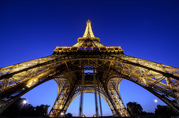 Eiffel Tower, Paris France, the city, France, Paris, the evening, lighting, Eiffel Tower, La tour Eiffel, HD wallpaper