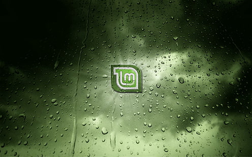 Linux, Linux Mint, GNU, Gocce d'acqua, logo verde m, linux, Linux mint, gnu, gocce d'acqua, Sfondo HD HD wallpaper