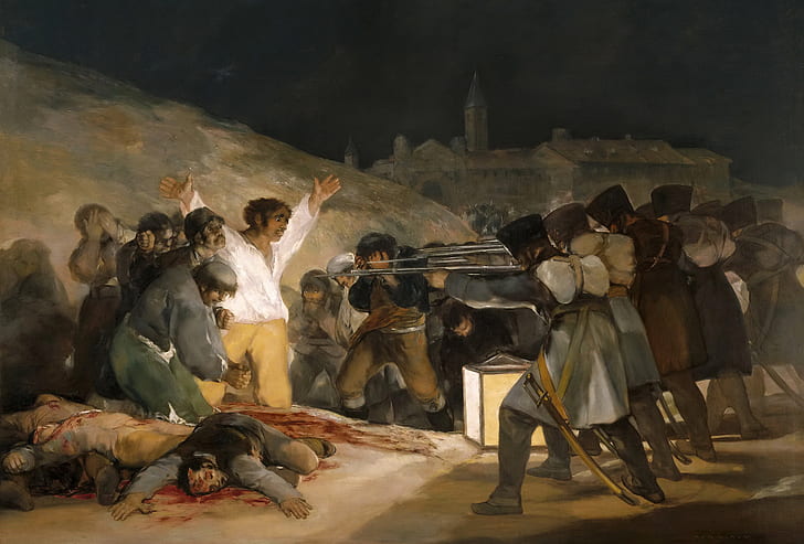 картина, жанр, Франсиско Гоя, Разстрелът на бунтовниците от 3 май 1808 г., HD тапет
