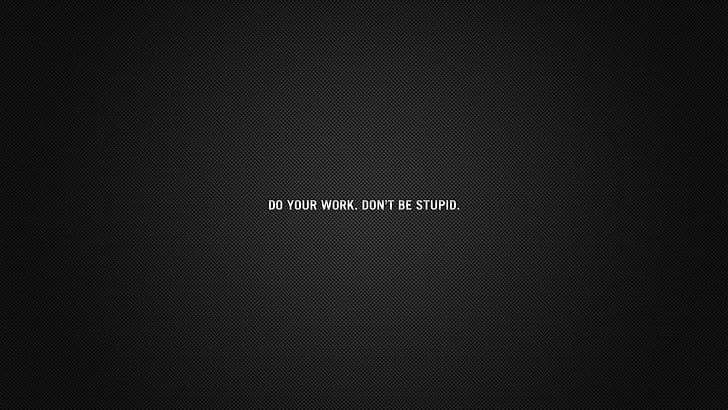 A Little Motivation HD, do your work don't be stupid text, a little motivation, motivation, HD wallpaper