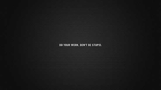 A Little Motivation HD, do your work don't be stupid text, a little motivation, motivation, HD wallpaper HD wallpaper