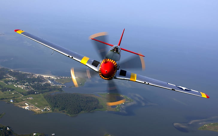 P51 Mustang Flight, avião vintage, mustang, voo, avião, HD papel de parede