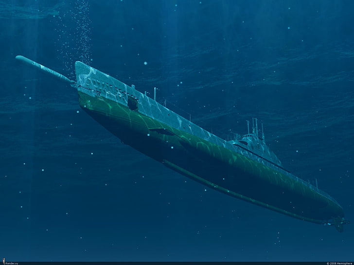 gray submarine, submarine, torpedo, HD wallpaper