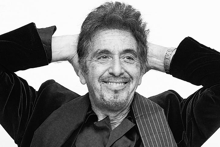 Al Pacino, acteur, hommes, personnes âgées, monochrome, Fond d'écran HD