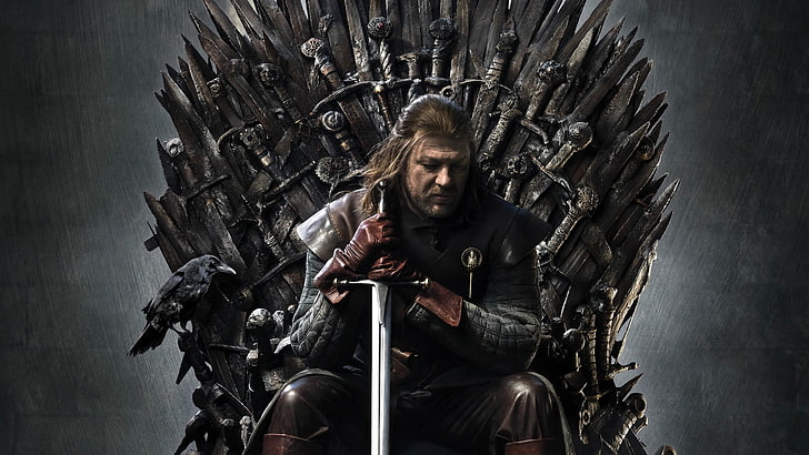 Game of Thrones, télé, Ned Stark, trône de fer, Sean Bean, hommes, art fantastique, corbeau, épée, acteur, célébrité, Fond d'écran HD