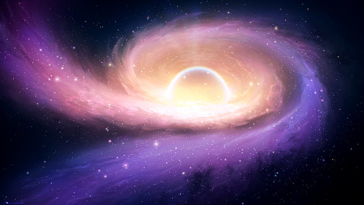 illustrazione di buco nero, spazio, arte spaziale, opere d'arte, stelle, arte digitale, galassia, spirale, ardore, pianeta, Sfondo HD