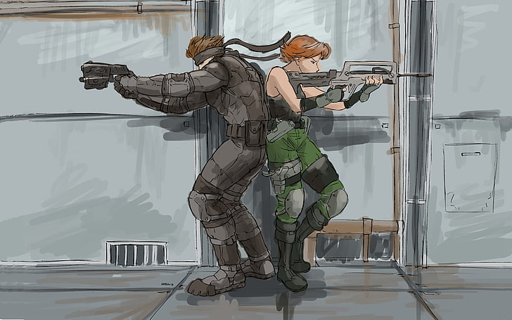 два цифрови тапета за персонажи за игра, Metal Gear Solid, Solid Snake, HD тапет
