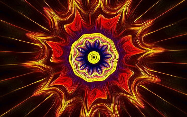 Fraktal Mandala, mandala, kwiat, abstrakcja, fraktal, Tapety HD