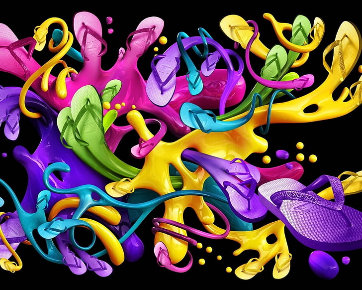 flip-flop artwork, graphic, colorful, marco, bright, HD wallpaper