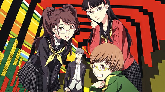 Persona, Persona 4, Chie Satonaka, Rise Kujikawa, Yu Narukami, Yukiko Amagi, HD wallpaper HD wallpaper