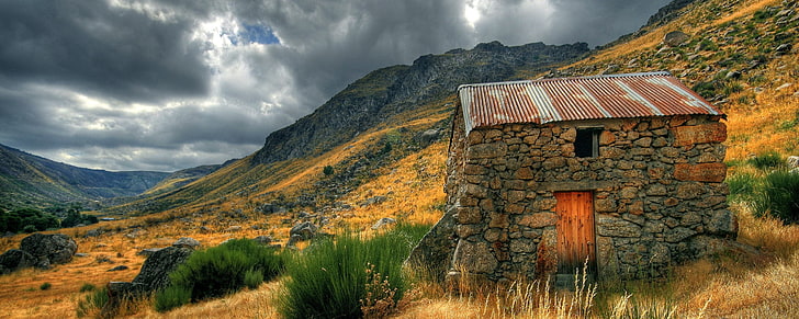 Hütte, Tal, Hügel, HD-Hintergrundbild