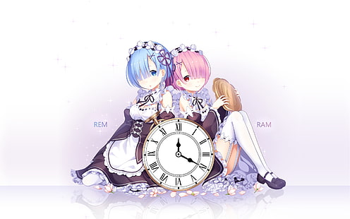 blau-pinkhaarige Anime-Charaktere, Rem, Ram (Re: Zero), Re: Zero Kara Hajimeru Isekai Seikatsu, HD-Hintergrundbild HD wallpaper