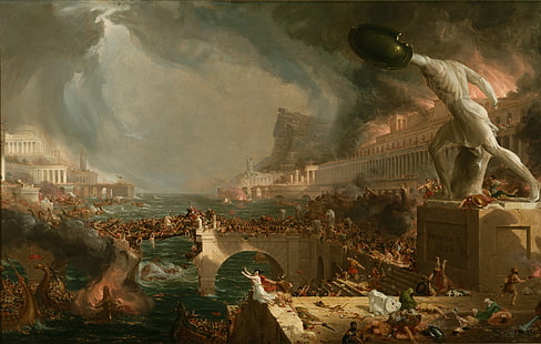 Thomas Cole ศิลปะคลาสสิกภาพวาด The Course of Empire: Destruction, วอลล์เปเปอร์ HD HD wallpaper
