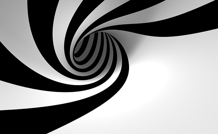 Hypnotic Whirlpool, carta da parati a spirale in bianco e nero, Aero, White, Hypnotic, Whirlpool, Sfondo HD
