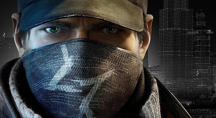 WATCH_DOGS, man in mask game character, Jeux, WATCH_DOGS, Hacker, Watch Dogs, aiden pearce, gray hat, Fond d'écran HD