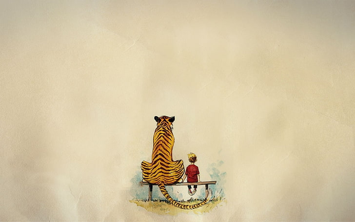 bench, funny, kids, painting, Tiger, HD wallpaper