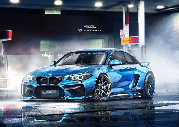 car, YASIDDESIGN, render, artwork, BMW M2, BMW, HD wallpaper