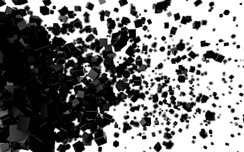 абстрактный, 3D блоки, куб, черный, белый, HD обои HD wallpaper