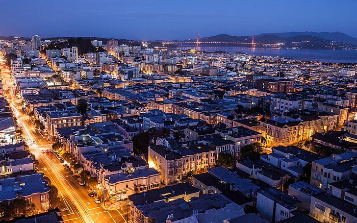Сан-Франциско в ночных городах HD обои для рабочего стола, HD обои