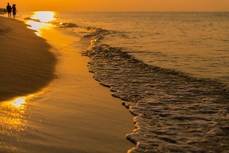 Ufer während Nachttisch, Pensacola Strand, Pensacola Strand, Strand, Meer, Sand, Sonnenuntergang, Natur, Küste, Sommer, im Freien, HD-Hintergrundbild