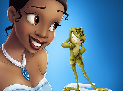 La principessa e la rana, illustrazione di rana verde, cartoni animati, la principessa e la rana, principessa, rana, Sfondo HD HD wallpaper