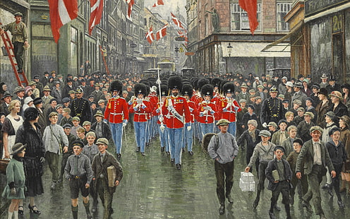 Dänischer Maler, 1925, Paul Gustav Fischer, Geburtstag des Königs, HD-Hintergrundbild HD wallpaper