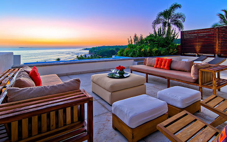 Beach Outdoor Lounge, beach, nature, outdoor, lounge, HD wallpaper