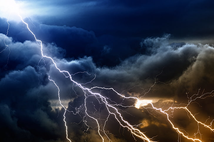 lightning in clouds wallpaper, storm, lightning, thunder, HD wallpaper