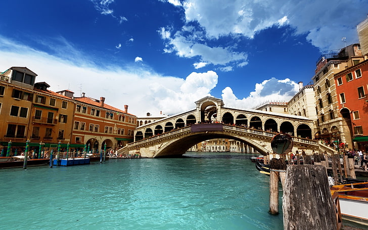 Гранд канал, Венеция, Италия, Венеция, Италия, река, сграда, HD тапет