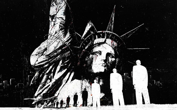 BW Patung Liberty HD, digital / karya seni, bw, patung, kebebasan, Wallpaper HD